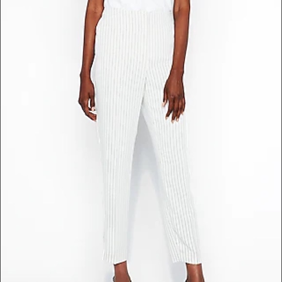 Express Ankle High Rise Pinstripe Trouser - Picture 3 of 6
